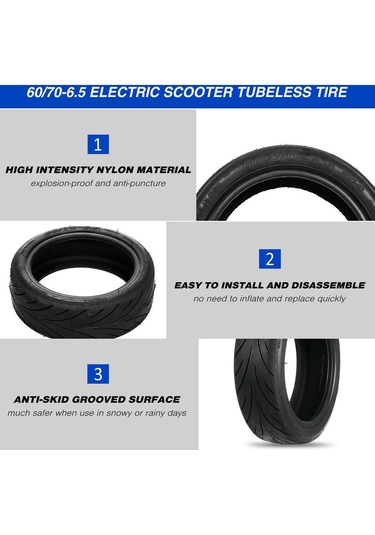 Mufunye 60/70-6.5 Elektrikli Scooter İçsiz Lastik Kalınlaşmak Patlamaya Dayanıklı Lastik Değiştirme Ninebot G30 Elektrikli Scooter İçin Şişirme Olmadan
