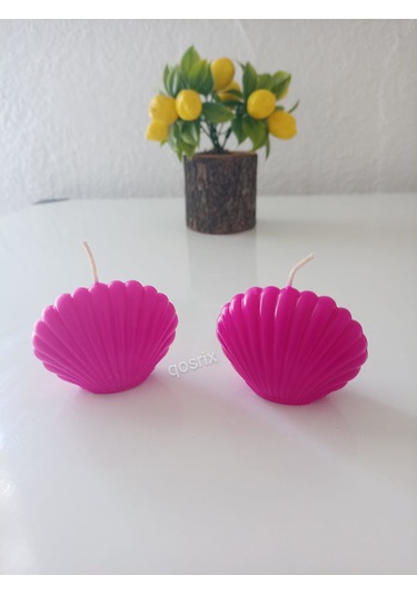2'li Pembe Fuşya Mini İstiridye Deniz Kabuğu 1. Kalite Doğal Mum