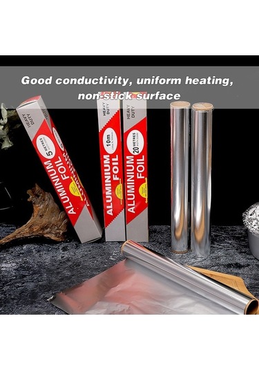 Besthome1 10μm Kalın Alüminyum Folyo: 10m X 30cm, Barbekü, Fırın, Pişirme, Gıda İçin Tek Kullanımlık, Çok Renkli Çok Renkli