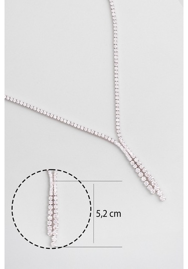 Davet Şıklığı 18 Ayar Beyaz Altın Kaplama Gümüş Su Yolu Gerdanlık Beyaz