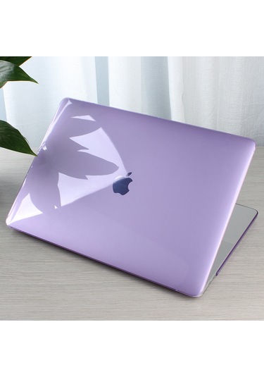 Macbook Air 13 A1932 2018 A2179 2020 Kristal Şeffaf Kılıf Kapak Mor