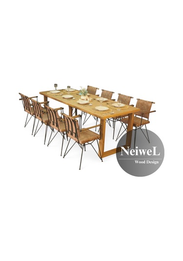Neiwel Loen Doğal Ahşap Yemek Masası-100-280 Açık Ceviz