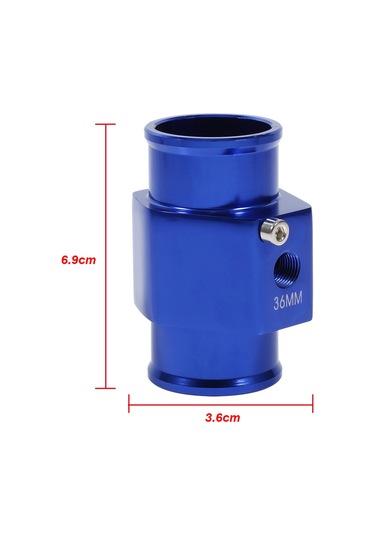 Kosona 36mm Alüminyum Radyatör Su Sıcaklığı Göstergesi Bağlantı Borusu, Aşırı Isınmayı Engelle, Mavi, 1/8 Npt Somunlu Sensör Ve Paslanmaz Çelik Klemplerle