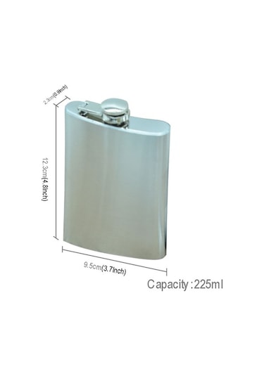 Ganzhoushop Vahşi Tipi Taşınabilir Spor Seyahat Paslanmaz Çelik Matara Hava Geçirmez Kapaklı Ev El Cep 225ml Xe Gümüş