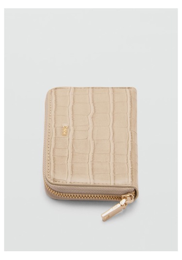 Mango Timsah Derisi Görünümlü Açık Bej Bozuk Para Cüzdanı