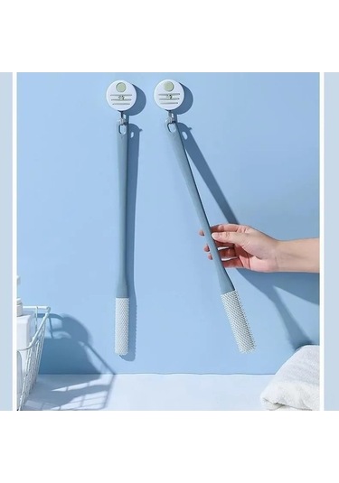 Besthome1 Uzun Saplı Silikon Ayak Fırçası - Masajlı, Kaşınma Önleyici Temizlik 40 Cm Gri Gri