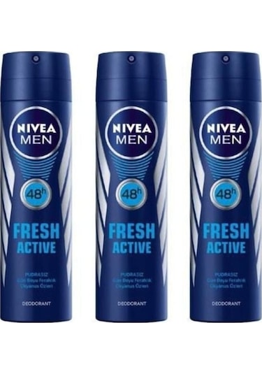 Nivea Men Fresh Active Erkek Sprey Deodorant 150 ML x 3