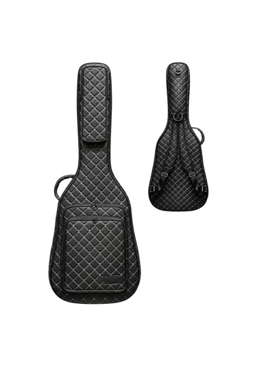 Klasik Gitar Çantası-kılıfı-kalın-gigbag-beyaz Kapitoneli-suni Deri