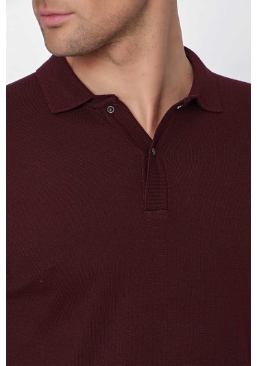 Basic Dinamik Fit Rahat Kesim Polo Yaka Triko Kazak 99kc017001752 Koyu Bordo