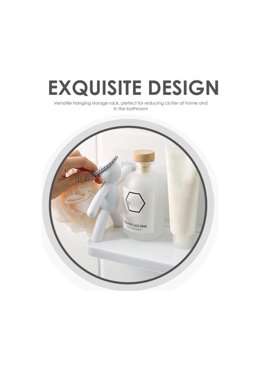 Sones 2 Adet Küçük Kişi Şekli Basit Duvara Monte Vakumlu Raf Banyo Kozmetik Depolama Beyaz