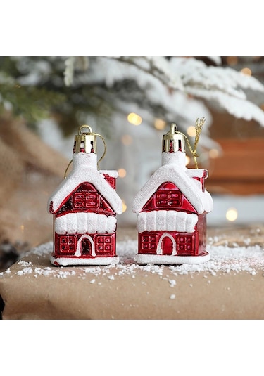 Yılbaşı Ağacı Süsü Ev Figürlü 6 Cm 3lü