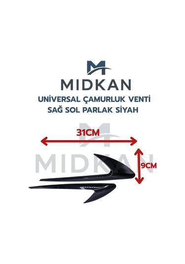 Universal Çamurluk Venti 31x9 Cm Parlak Siyah Sportif Dış Aksesuar Sağ-sol Takım