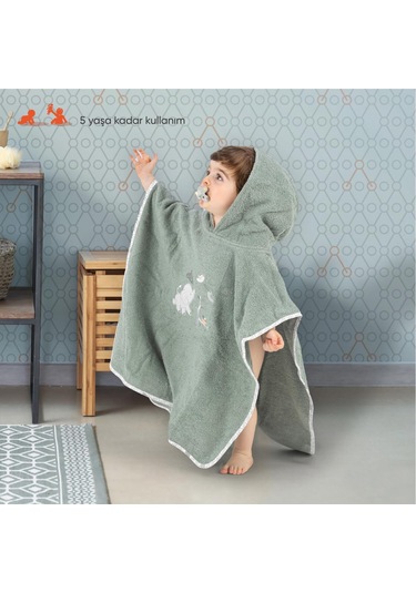 Gezenbebe Hero Kahraman Kapüşonlu Havlu Bebek Çocuk Pançosu Mavi