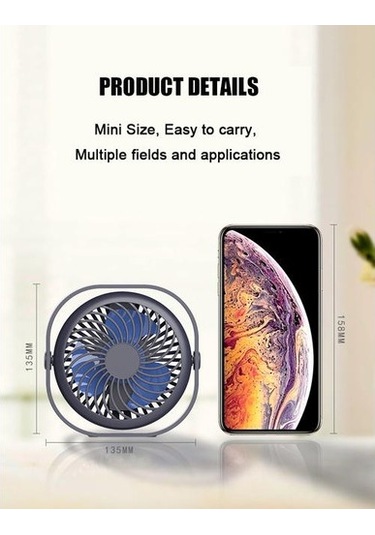 Usb Masa Fan Taşınabilir Masaüstü Masa Fan 360 Rotasyon İle Ayarlanabilir Güçlü Rüzgar Sessiz Mini Fan Ofis Ev Usb Gadgets Fftzm1 Mavi