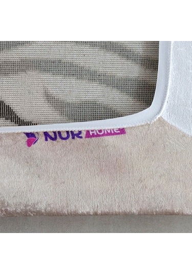 Nur Home Pudra-Gri Süngerli Kadife Lastikli Halı Örtüsü, Nrh-62 Çok Renkli