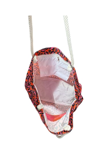 Monte Lui 1011 Plaj Çantası Pembe Leopar Desenli Çok Renkli