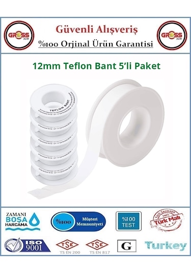 Teflon Bant Sızdırmazlık Bandı 12mm - 5 Adet
