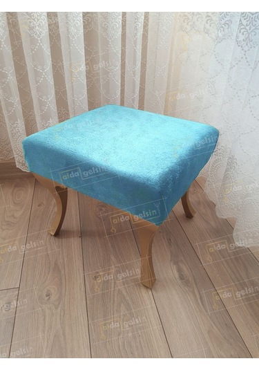 Ayak Ucu Kapı Önü Antre Düz Bench Puf Gold Ayak Turkuaz