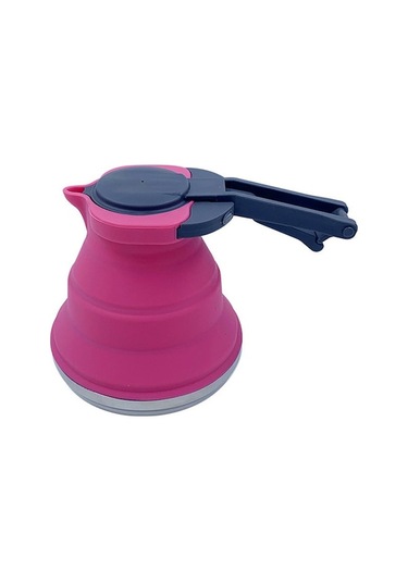 Rogfer 1500ml Folding Silikon Çaydanlık, Dışarıda Seyahat Ve Kamp İçin Taşınabilir, Yemek Kalitesi Malzeme, 250 C'ye Kadar Isı Dayanıklı, Pembe Rengi Pembe Pembe