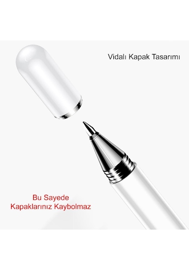 iPad Uyumlu İphone Android Pencil 2İn1 Passive Stylus Kalem