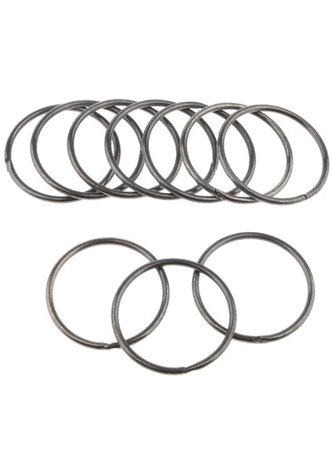 Homyl 10 Adet Bölünmüş Anahtarlık Yüzük Gevşek Siyah-35mm Siyah-35mm