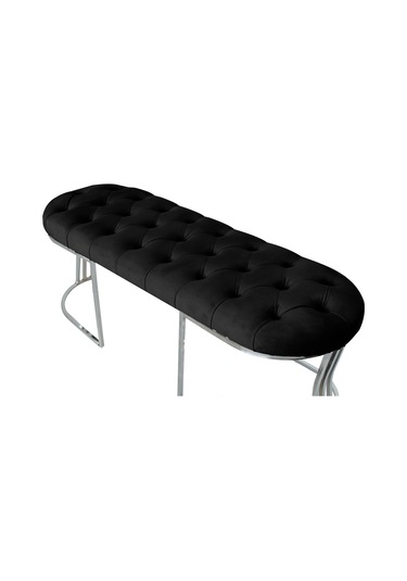 VİEGO SILVER SİYAH -Kapitoneli Model Puf&Bench&Koltuk-Oturak-Uzun Makyaj Puff-Yatak Odası Ucu&Önü