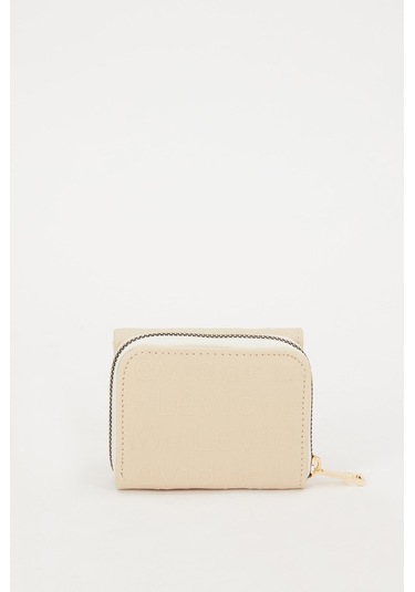 Krem Kabartma Desen Cüzdan Krem