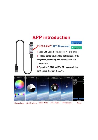 Novahub Usb 5v Rgb Led Şerit, Bluetooth Kontrolü, Esnek Led Lamba Bant, Rgb Tv Arka Işık, Masaüstü Dekorasyon Işıkları, 56897446 Siyah