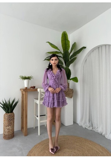 Osıes Fırfırlı Elbise Lila