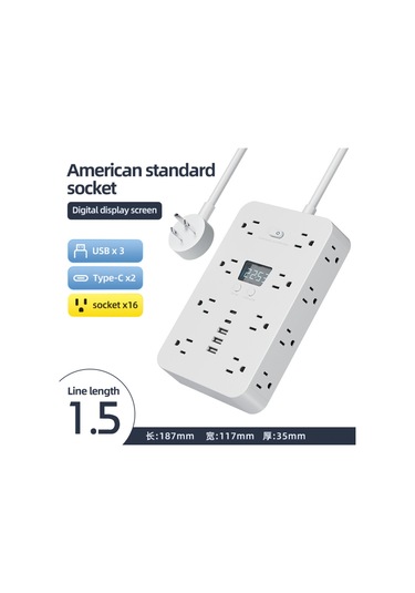 Gajeena 16 Lü Çift Taraflı Usb Ve Type-c Pd Hızlı Şarjlı Uzantı Paneli, 1.5m Kablolu, Amerikan Standardı, 2500w Güç, Ev/ofis/travel Kullanıma Uygun