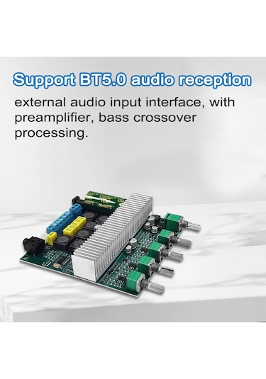 Aubyhe Tpa3116d2 Çift 50w + Subwoofer Dijital Güç Amfi Kartı, Bluetooth 5.0, 12-24v, Metal Kasa, 20hz-20khz