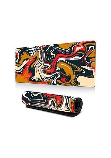 Cbtx 300 X 800 X 3mm Soyut Sıvı Desenli Kauçuk Mouse Pad Büyük Kaymaz Mouse Mat - Stil L