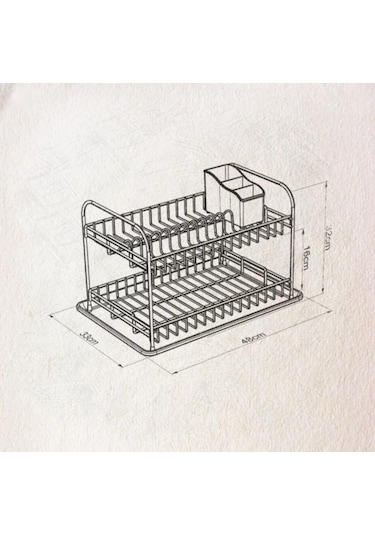 Geseus Home İki Katlı Tabaklık Bulaşıklık Krom Şeffaf Kb007