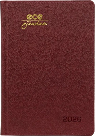 Ece Ajandası Kemer 2026 Bordo - Günlük Çizgili Sert Kapak 14x20 Bordo
