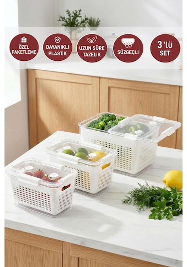 Selka Home Lavin 3'lü Saklama Kabı ( 2-4- 7 Lt. )