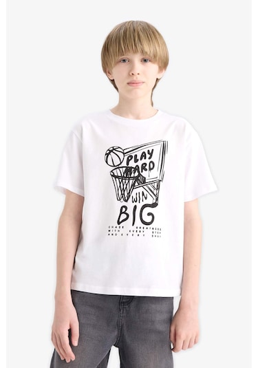 DeFacto Erkek Çocuk Bisiklet Yaka Baskılı Kısa Kollu Tişört F0170A825SMWT34 DeFacto Erkek Çocuk Bisiklet Yaka Baskılı Kısa Kollu Tişört F0170A825SMWT34