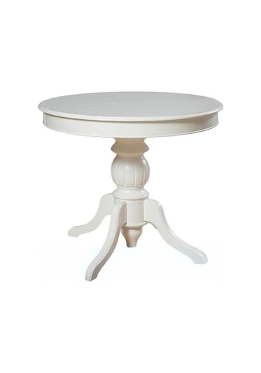 Lindon Baba Ayak Yuvarlak Açılır Masa 110x110 Beyaz