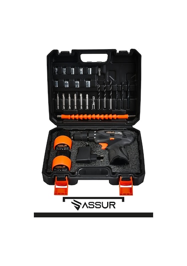 Assur ASR057-02-02 12V Çift Akülü Vidalama Turuncu Siyah