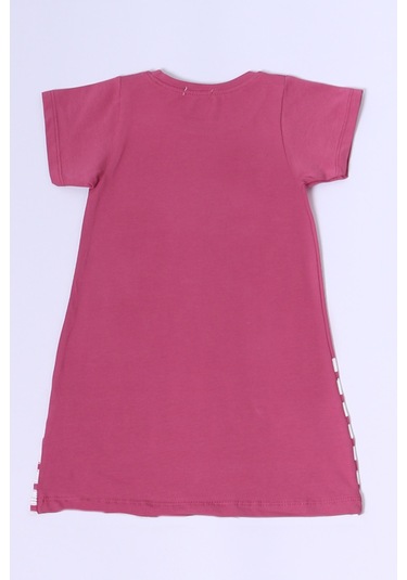 Kız Çocuk Elbise Karakter Baskılı Çizgili A25 Vişne Çürüğü