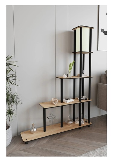 Ravilo Escaleras Dekoratif Raflı Lambader Meşe