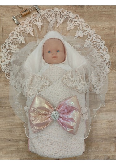 Pembe Kız Bebek Battaniyesi Kundağı Dantelli Duvaklı Mevlütlük Hastane Çıkışı Hediyelik Mevsimlik Pembe