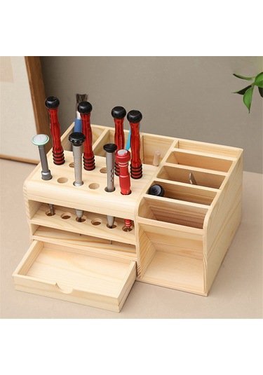 Anjiexun Cep Telefonu Ve Masaüstü İçin Çok Bölmeli Ahşap Saklama Kutusu Diğer