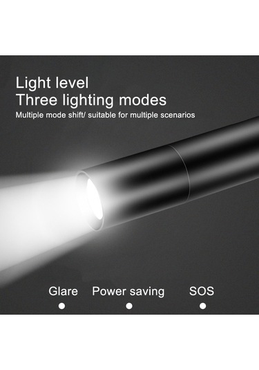 Soulader Kompakt Usb Şarjlı El Feneri, 600mah Pil Ömrü, Zoom Özellikli Mini Kamp Lambası, Taşınabilir Aydınlatma, Seyahat Ve Acil Durumlar İçin Pratik Fener Siyah