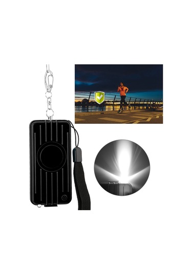 Anti-soygun Kişisel Güvenlik Anahtarlık Alarmı 130db Düdük Led Aydınlatma Acil Durum Savunması Siyah
