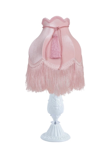 Pudra Kadife Kaplı Yatak Odası Salon İçin Vintage Abajur AB0341 Diğer