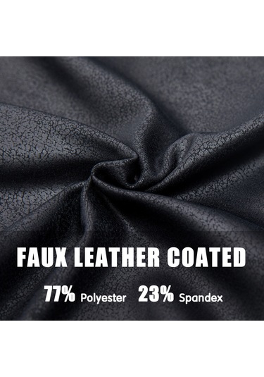 Konesam Kadın Siyah Spor Deri Pantolon - Yüksek Esneklik, Geniş Bel, Yan Canta - Yoga, Koşu, Egzersiz İçin SiYAH