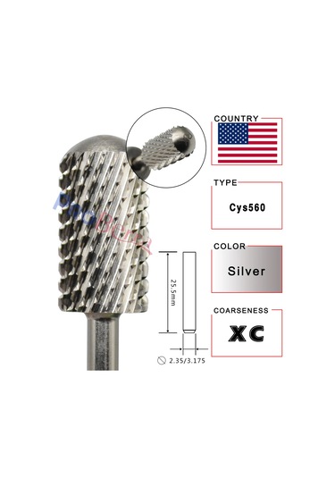 Rolinstar 6.6 Gümüş Büyük Namlu Yuvarlak Pürüzsüz Üst Tırnak Matkap Uçları Freze Kesici Manikür Pedikür Dosyalama Koyu Haki Kahverengi