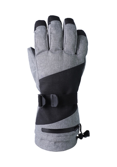 Moveevo Kışlık Beş Parmak Kayak Eldiveni - Su Geçirmez, Dokunmatik Ekran Uyumlu, Sıcak Tutan, Gri Renk Gri