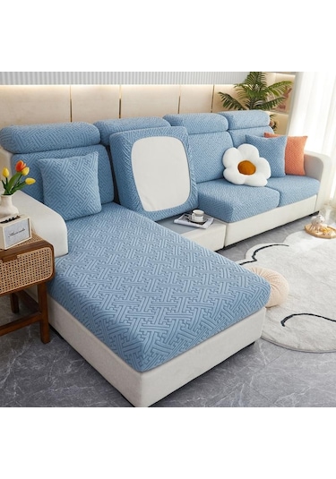 Gri Peluş Kanepe Koltuk Kılıfı Oturma Odası İçin Köşe Kanepe Seti Plus L 3 Seater