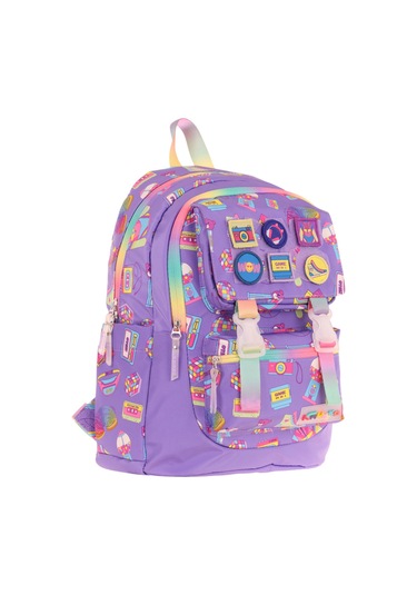 Elatae Su Geçirmez Kumaş Kız Çocuk Çok Gözlü Ortopedik Sırt Okul Çantası L5238 Lila